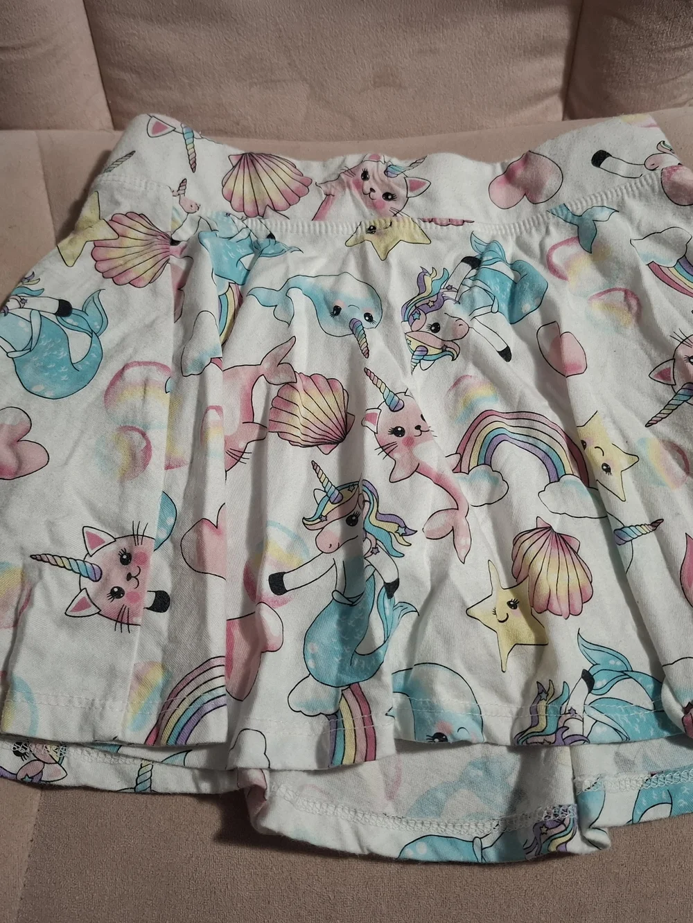 Place White Skirt with Pastel Unicorns, Mermaids & Rainbows